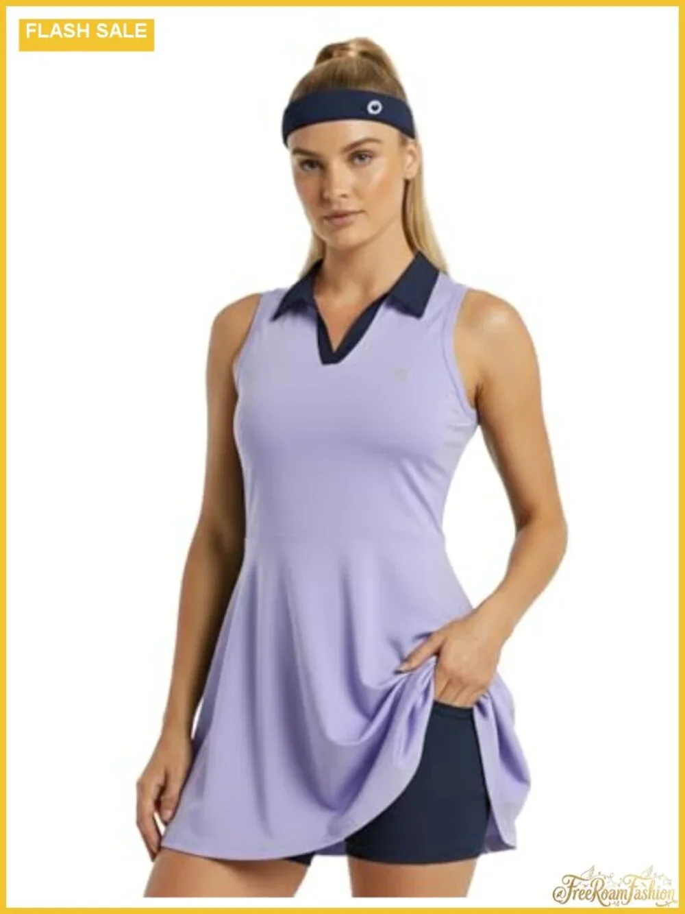 Girls Tennis Dress Set with Shorts & Headband Quick-Dry UPF
